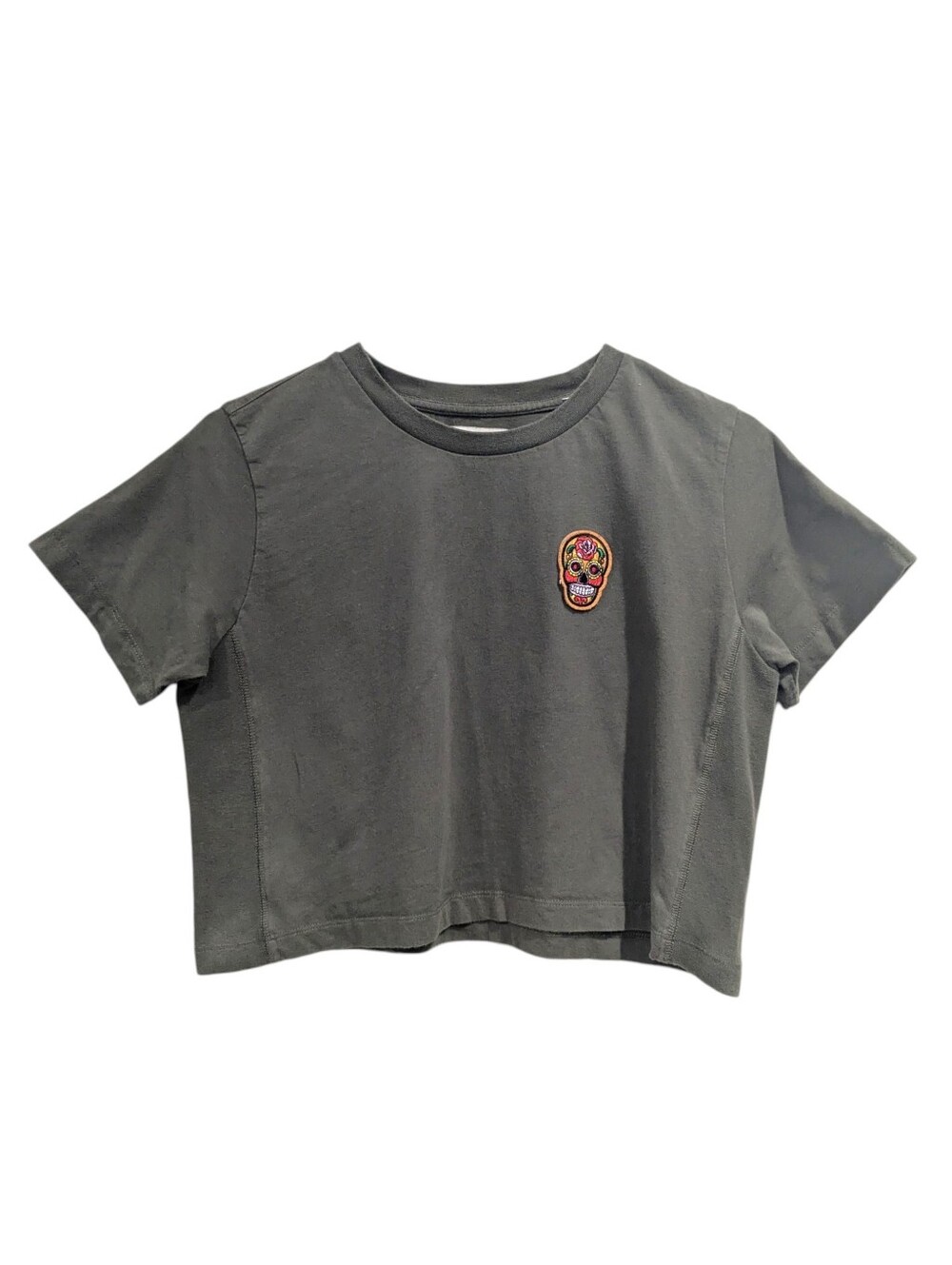 Suspicious Antwerp Green OG Skull Cropped T-Shirt 100% Cotton Size S